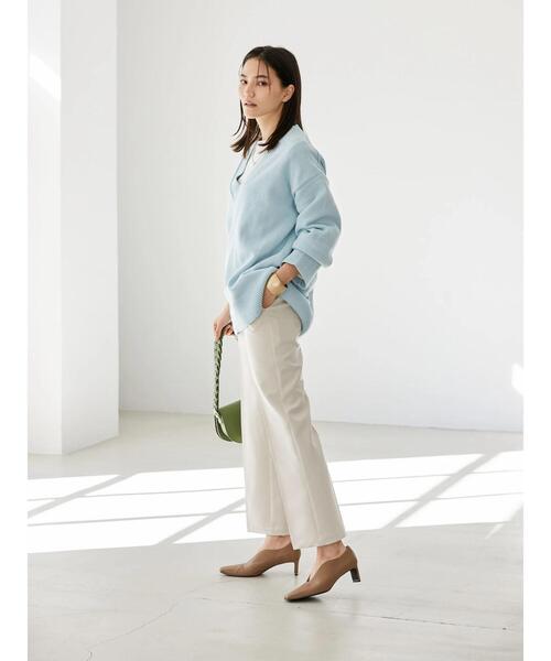 AMERICAN HOLIC（アメリカンホリック）の「ミドルゲージVネックニットプルオーバー（ニット/セーター・レディース・ネイビー/サックスブルー/イエロー/アイボリー・M/L）」の12枚目の写真