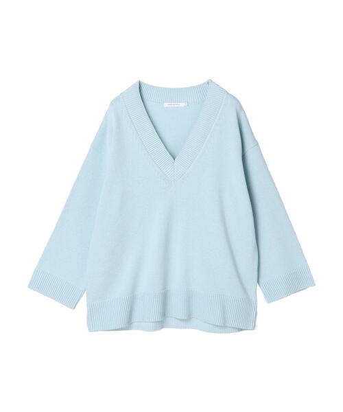 AMERICAN HOLIC（アメリカンホリック）の「ミドルゲージVネックニットプルオーバー（ニット/セーター・レディース・ネイビー/サックスブルー/イエロー/アイボリー・M/L）」の22枚目の写真