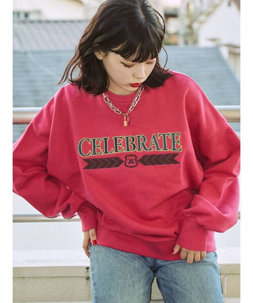 jouetie（ジュエティ）の「カレッジオーバートップス（スウェット・レディース・ブラック/グレー/ピンク/グリーン・MEDIUM）」の4枚目の写真