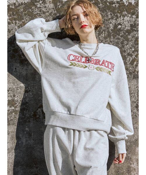 jouetie（ジュエティ）の「カレッジオーバートップス（スウェット・レディース・ブラック/グレー/ピンク/グリーン・MEDIUM）」の9枚目の写真