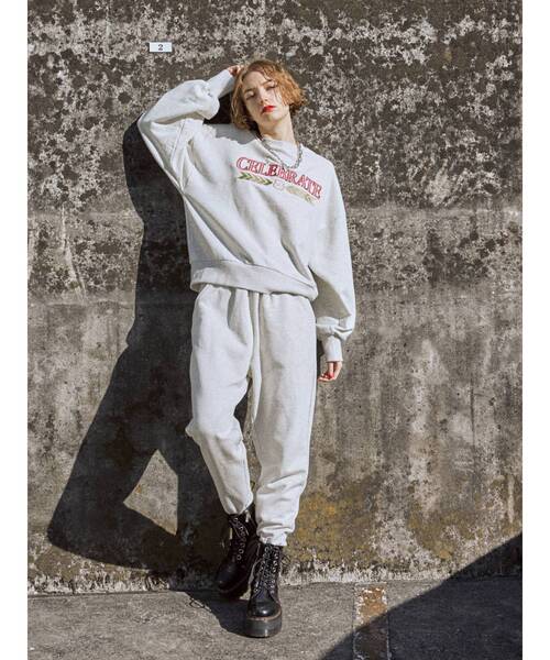 jouetie（ジュエティ）の「カレッジオーバートップス（スウェット・レディース・ブラック/グレー/ピンク/グリーン・MEDIUM）」の5枚目の写真