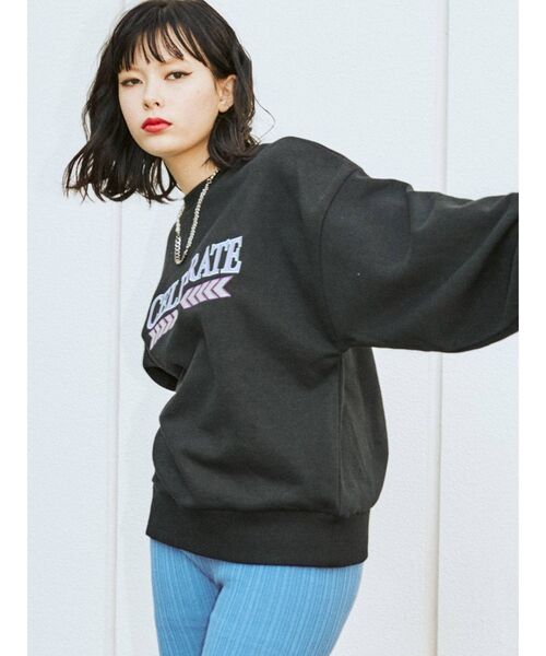 jouetie（ジュエティ）の「カレッジオーバートップス（スウェット・レディース・ブラック/グレー/ピンク/グリーン・MEDIUM）」の17枚目の写真