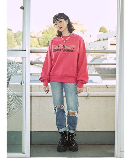 jouetie（ジュエティ）の「カレッジオーバートップス（スウェット・レディース・ブラック/グレー/ピンク/グリーン・MEDIUM）」の8枚目の写真