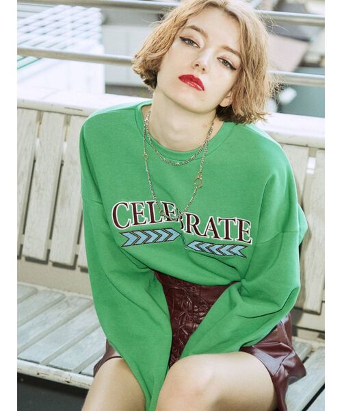 jouetie（ジュエティ）の「カレッジオーバートップス（スウェット・レディース・ブラック/グレー/ピンク/グリーン・MEDIUM）」の22枚目の写真