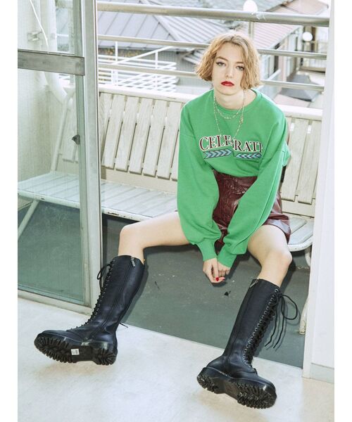 jouetie（ジュエティ）の「カレッジオーバートップス（スウェット・レディース・ブラック/グレー/ピンク/グリーン・MEDIUM）」の11枚目の写真