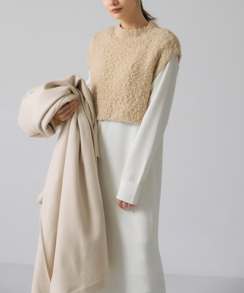 KBF（ケイビーエフ）の「ニットSETカットソーワンピース（ワンピース・レディース・チャコールグレー/ブラウン/オフホワイト・ONE）」の4枚目の写真