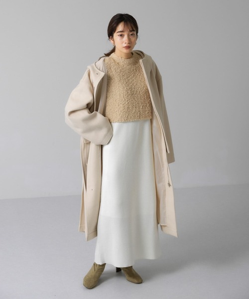 KBF（ケイビーエフ）の「ニットSETカットソーワンピース（ワンピース・レディース・チャコールグレー/ブラウン/オフホワイト・ONE）」の7枚目の写真