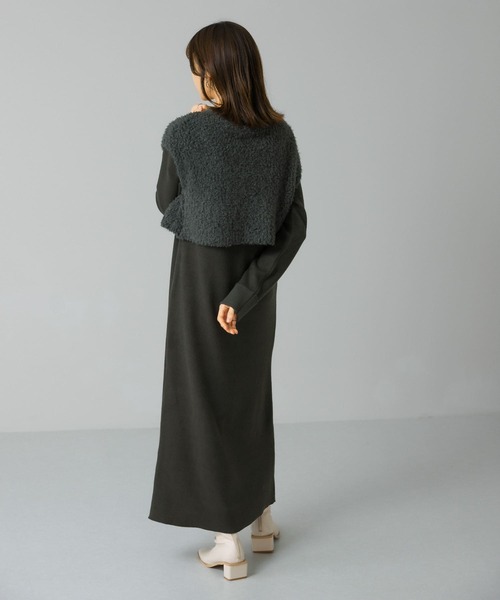 KBF（ケイビーエフ）の「ニットSETカットソーワンピース（ワンピース・レディース・チャコールグレー/ブラウン/オフホワイト・ONE）」の15枚目の写真