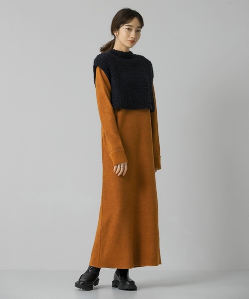 KBF（ケイビーエフ）の「ニットSETカットソーワンピース（ワンピース・レディース・チャコールグレー/ブラウン/オフホワイト・ONE）」の18枚目の写真