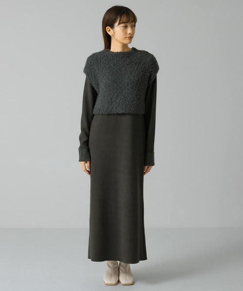 KBF（ケイビーエフ）の「ニットSETカットソーワンピース（ワンピース・レディース・チャコールグレー/ブラウン/オフホワイト・ONE）」の21枚目の写真