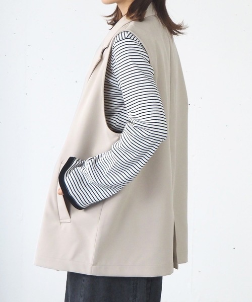 tiptop(ティップトップ)の「【セットアップ対応】ダブルボタンテーラーベスト(ベスト・レディース・ブラック/アイボリー/A/B/ダークブラウン/C・FREE)」の10枚目の写真