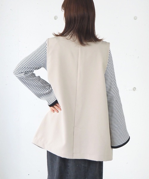 tiptop(ティップトップ)の「【セットアップ対応】ダブルボタンテーラーベスト(ベスト・レディース・ブラック/アイボリー/A/B/ダークブラウン/C・FREE)」の11枚目の写真