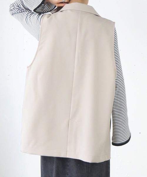 tiptop(ティップトップ)の「【セットアップ対応】ダブルボタンテーラーベスト(ベスト・レディース・ブラック/アイボリー/A/B/ダークブラウン/C・FREE)」の12枚目の写真