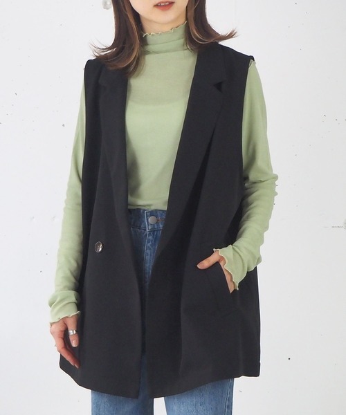 tiptop(ティップトップ)の「【セットアップ対応】ダブルボタンテーラーベスト(ベスト・レディース・ブラック/アイボリー/A/B/ダークブラウン/C・FREE)」の14枚目の写真