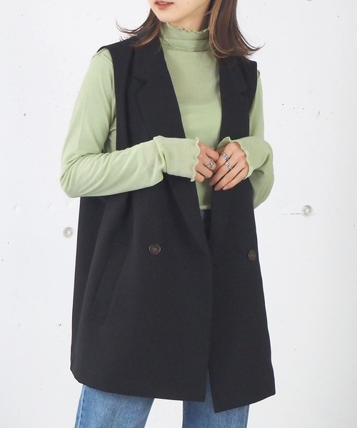 tiptop(ティップトップ)の「【セットアップ対応】ダブルボタンテーラーベスト(ベスト・レディース・ブラック/アイボリー/A/B/ダークブラウン/C・FREE)」の15枚目の写真