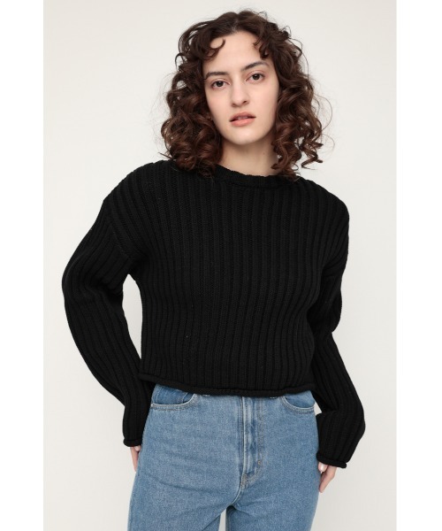 SLY(スライ)の「COTTON RIB SHORT TOPS コットンリボンショート トップス(ニット/セーター・レディース・ライトイエロー/ホワイト/ブラック/グリーン・FREE)」の3枚目の写真