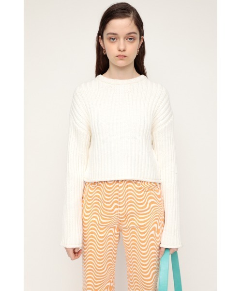 SLY(スライ)の「COTTON RIB SHORT TOPS コットンリボンショート トップス(ニット/セーター・レディース・ライトイエロー/ホワイト/ブラック/グリーン・FREE)」の5枚目の写真