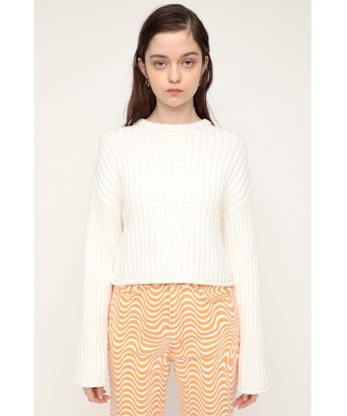 SLY(スライ)の「COTTON RIB SHORT TOPS コットンリボンショート トップス(ニット/セーター・レディース・ライトイエロー/ホワイト/ブラック/グリーン・FREE)」の7枚目の写真