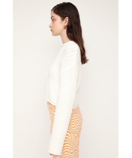 SLY(スライ)の「COTTON RIB SHORT TOPS コットンリボンショート トップス(ニット/セーター・レディース・ライトイエロー/ホワイト/ブラック/グリーン・FREE)」の8枚目の写真