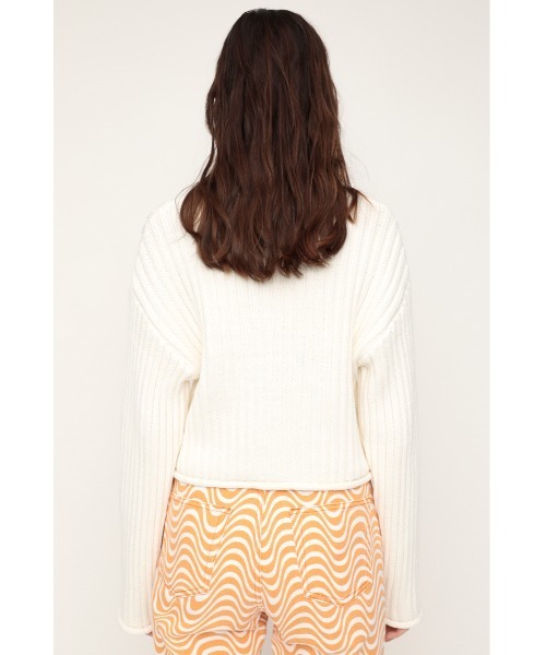 SLY(スライ)の「COTTON RIB SHORT TOPS コットンリボンショート トップス(ニット/セーター・レディース・ライトイエロー/ホワイト/ブラック/グリーン・FREE)」の9枚目の写真