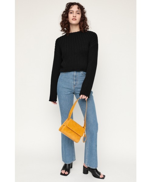 SLY(スライ)の「COTTON RIB SHORT TOPS コットンリボンショート トップス(ニット/セーター・レディース・ライトイエロー/ホワイト/ブラック/グリーン・FREE)」の11枚目の写真