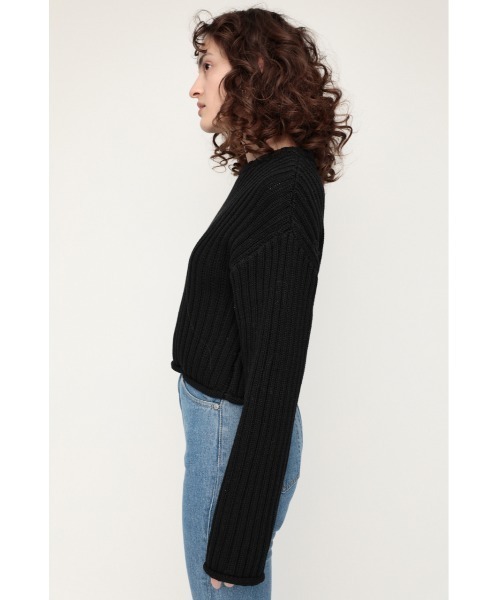 SLY(スライ)の「COTTON RIB SHORT TOPS コットンリボンショート トップス(ニット/セーター・レディース・ライトイエロー/ホワイト/ブラック/グリーン・FREE)」の12枚目の写真