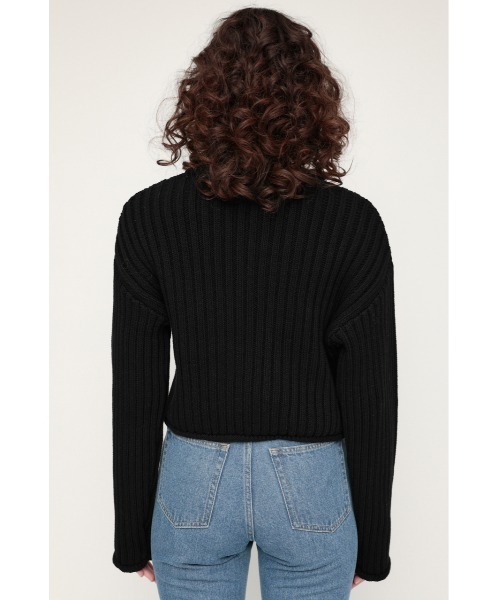 SLY(スライ)の「COTTON RIB SHORT TOPS コットンリボンショート トップス(ニット/セーター・レディース・ライトイエロー/ホワイト/ブラック/グリーン・FREE)」の13枚目の写真