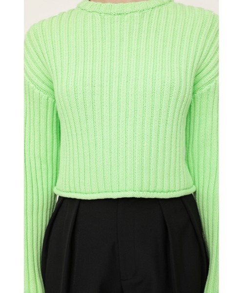 トップス Ribbon knit top / GREEN SLY（スライ）の「COTTON RIB SHORT TOPS コットンリボンショート