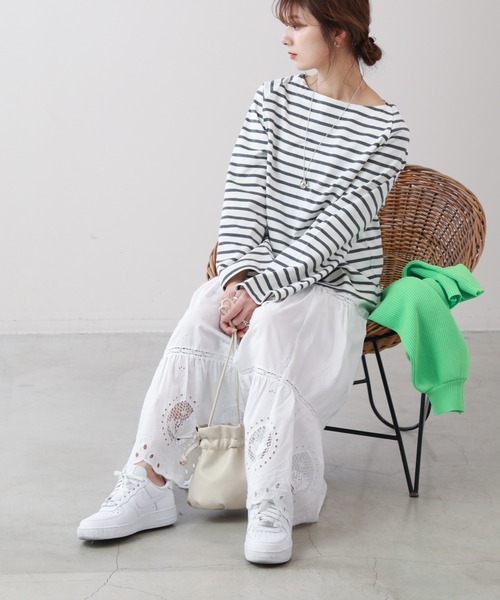 frames RAY CASSIN（フレームスレイカズン）の「WEB限定 フレアスリーブボーダーロンT（Tシャツ/カットソー・レディース・オレンジ系/ブラック系/ブルー系・FREE）」の20枚目の写真