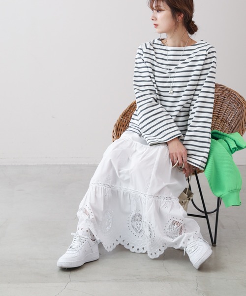 frames RAY CASSIN（フレームスレイカズン）の「WEB限定 フレアスリーブボーダーロンT（Tシャツ/カットソー・レディース・オレンジ系/ブラック系/ブルー系・FREE）」の19枚目の写真