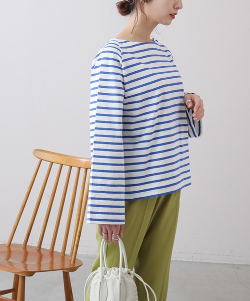 frames RAY CASSIN（フレームスレイカズン）の「WEB限定 フレアスリーブボーダーロンT（Tシャツ/カットソー・レディース・オレンジ系/ブラック系/ブルー系・FREE）」の11枚目の写真