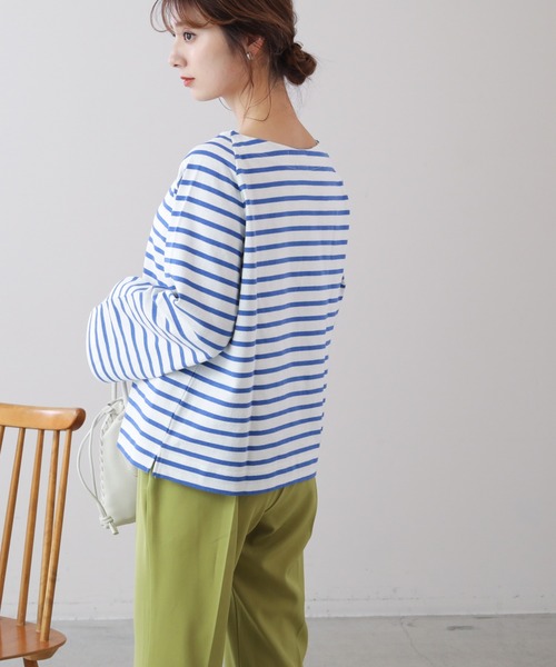 frames RAY CASSIN（フレームスレイカズン）の「WEB限定 フレアスリーブボーダーロンT（Tシャツ/カットソー・レディース・オレンジ系/ブラック系/ブルー系・FREE）」の12枚目の写真