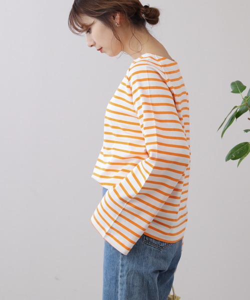 frames RAY CASSIN（フレームスレイカズン）の「WEB限定 フレアスリーブボーダーロンT（Tシャツ/カットソー・レディース・オレンジ系/ブラック系/ブルー系・FREE）」の17枚目の写真