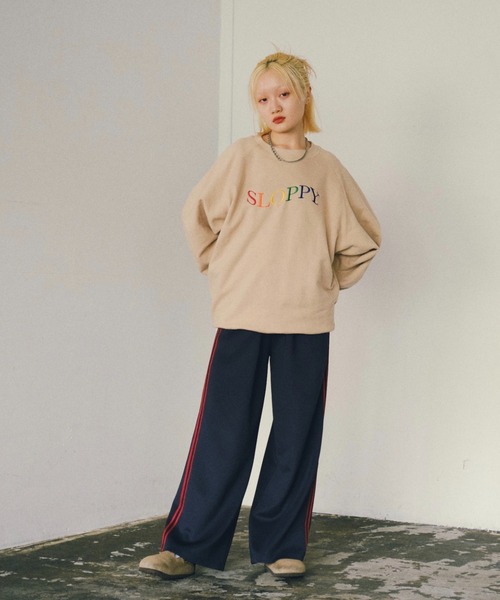 WHO'S WHO gallery(フーズフーギャラリー)の「【SLOPPY/スロッピー】トラックパンツ(その他パンツ・レディース・ダークグリーン/ネイビー/アイボリー・MEDIUM)」の9枚目の写真