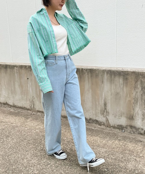 WEGO（ウィゴー）の「WEGO/ダメージショートシャツ（シャツ/ブラウス・レディース・グリーン系その他4/ブルー系その他4/ブラック系その他2/グレー系その他2・FREE）」の21枚目の写真