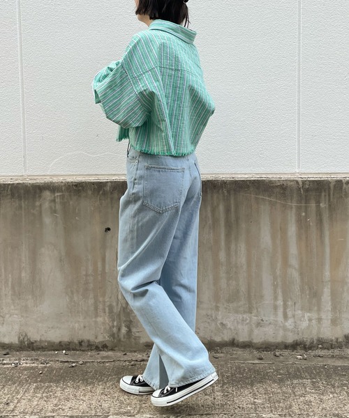 WEGO（ウィゴー）の「WEGO/ダメージショートシャツ（シャツ/ブラウス・レディース・グリーン系その他4/ブルー系その他4/ブラック系その他2/グレー系その他2・FREE）」の9枚目の写真