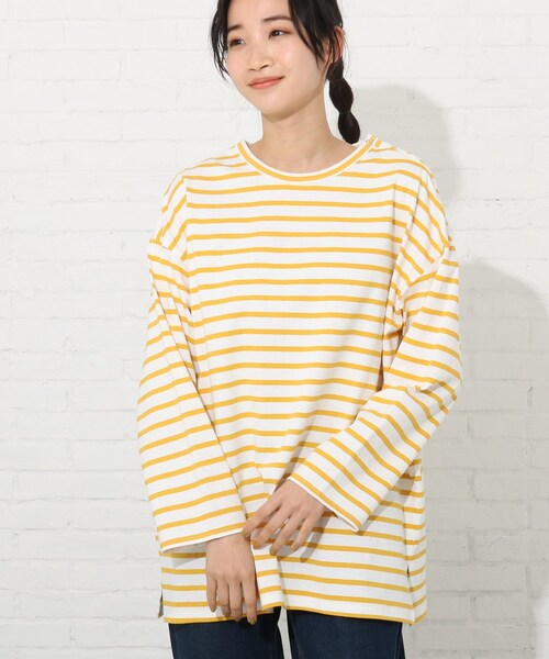 Cutie Blonde（キューティーブロンド）の「◆【S-L】天竺ボーダーカットソー（Tシャツ/カットソー・レディース・アイボリー/ブラック系2/ネイビー系7/イエロー系9・01/02/03）」の5枚目の写真