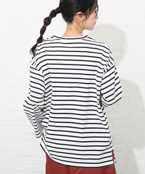 Cutie Blonde（キューティーブロンド）の「◆【S-L】天竺ボーダーカットソー（Tシャツ/カットソー・レディース・アイボリー/ブラック系2/ネイビー系7/イエロー系9・01/02/03）」の12枚目の写真