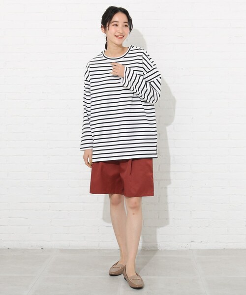 Cutie Blonde（キューティーブロンド）の「◆【S-L】天竺ボーダーカットソー（Tシャツ/カットソー・レディース・アイボリー/ブラック系2/ネイビー系7/イエロー系9・01/02/03）」の13枚目の写真