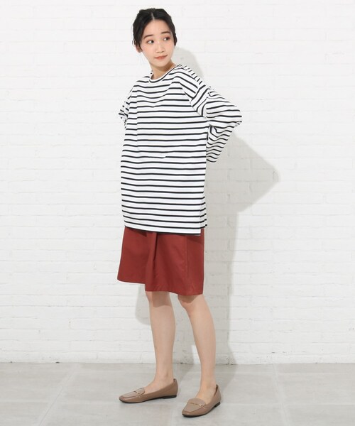 Cutie Blonde（キューティーブロンド）の「◆【S-L】天竺ボーダーカットソー（Tシャツ/カットソー・レディース・アイボリー/ブラック系2/ネイビー系7/イエロー系9・01/02/03）」の14枚目の写真