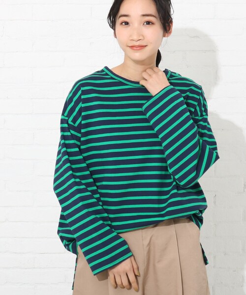 Cutie Blonde（キューティーブロンド）の「◆【S-L】天竺ボーダーカットソー（Tシャツ/カットソー・レディース・アイボリー/ブラック系2/ネイビー系7/イエロー系9・01/02/03）」の16枚目の写真