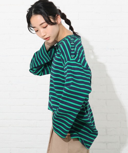 Cutie Blonde（キューティーブロンド）の「◆【S-L】天竺ボーダーカットソー（Tシャツ/カットソー・レディース・アイボリー/ブラック系2/ネイビー系7/イエロー系9・01/02/03）」の17枚目の写真