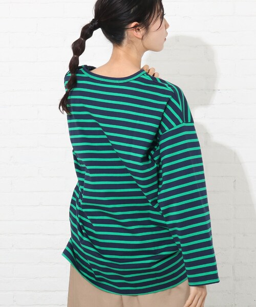 Cutie Blonde（キューティーブロンド）の「◆【S-L】天竺ボーダーカットソー（Tシャツ/カットソー・レディース・アイボリー/ブラック系2/ネイビー系7/イエロー系9・01/02/03）」の18枚目の写真