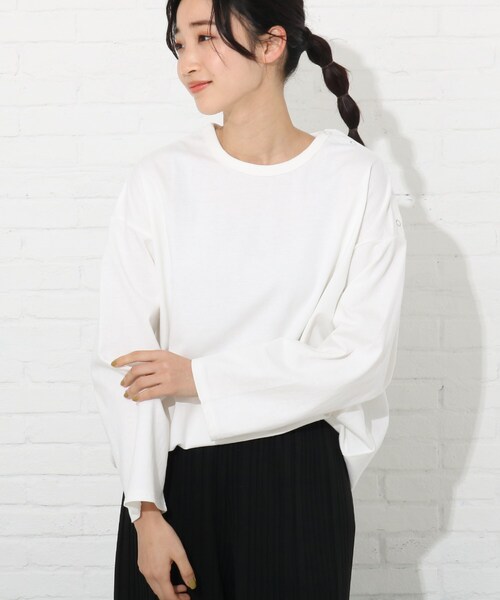 Cutie Blonde（キューティーブロンド）の「◆【S-L】天竺ボーダーカットソー（Tシャツ/カットソー・レディース・アイボリー/ブラック系2/ネイビー系7/イエロー系9・01/02/03）」の22枚目の写真