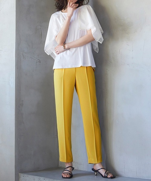 RANAN(ラナン)の「フリルポケットテーパードスラックスパンツ(スラックス・レディース・ネイビー/ピンク/イエロー・M/L/LL)」の16枚目の写真