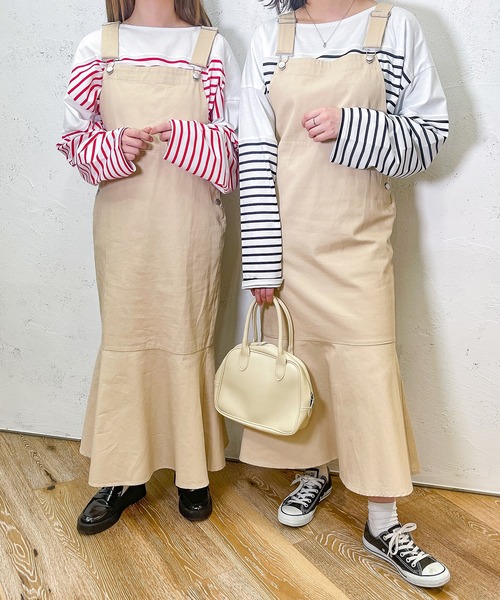 PairPair（ペアペア）の「マーメイドジャンスカ（つなぎ/オールインワン・レディース・オレンジ/ライトベージュ・フリー）」の4枚目の写真