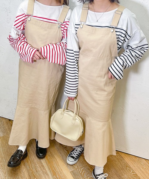 PairPair（ペアペア）の「マーメイドジャンスカ（つなぎ/オールインワン・レディース・オレンジ/ライトベージュ・フリー）」の3枚目の写真