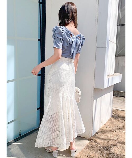 dazzlin（ダズリン）の「フラワーレースアンバランススカート（スカート・レディース・ブラック/オフホワイト・SMALL/MEDIUM）」の3枚目の写真