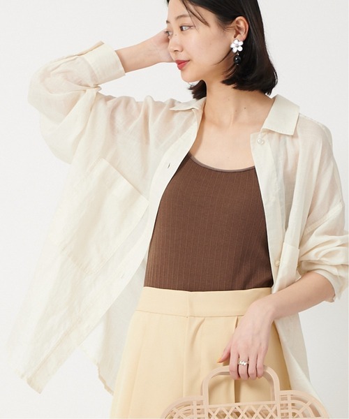 U by SPICK&SPAN（ユーバイスピックアンドスパン）の「カップ付きリブキャミソール（キャミソール・レディース・ベージュ/ブラウン・FREE）」の3枚目の写真