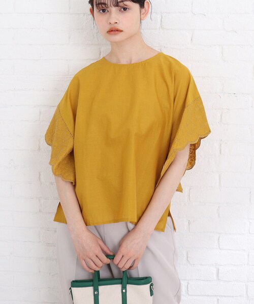 Cutie Blonde（キューティーブロンド）の「◆【インド綿】刺繍ブラウス（シャツ/ブラウス・レディース・マスタード/ダークオレンジ/ライトグリーン/オフホワイト・00）」の3枚目の写真